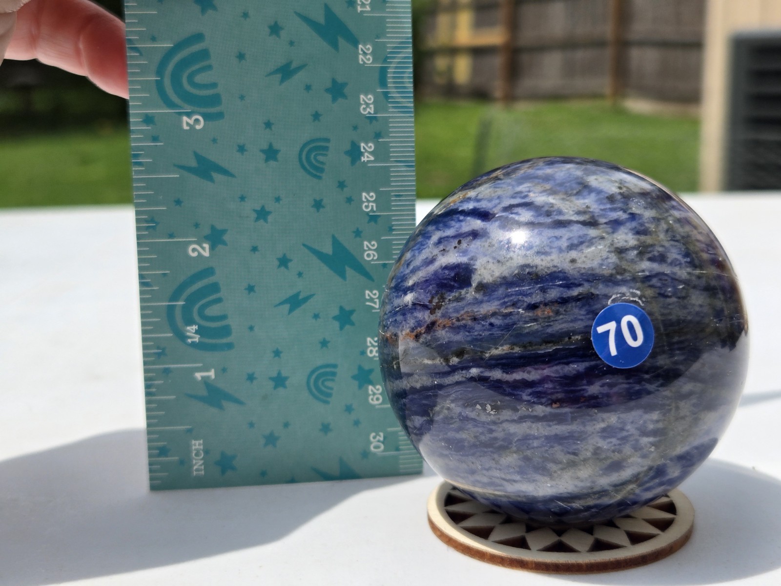 Blue sodalite Polished Crystal Sphere Display Specimen ~2in b70