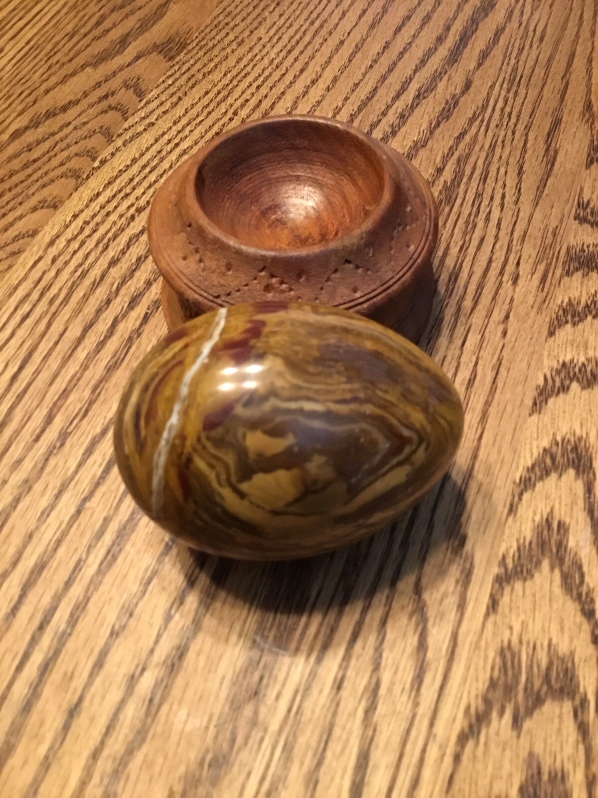 Onyx Naturally Banded Polished Egg With Wooden Stand