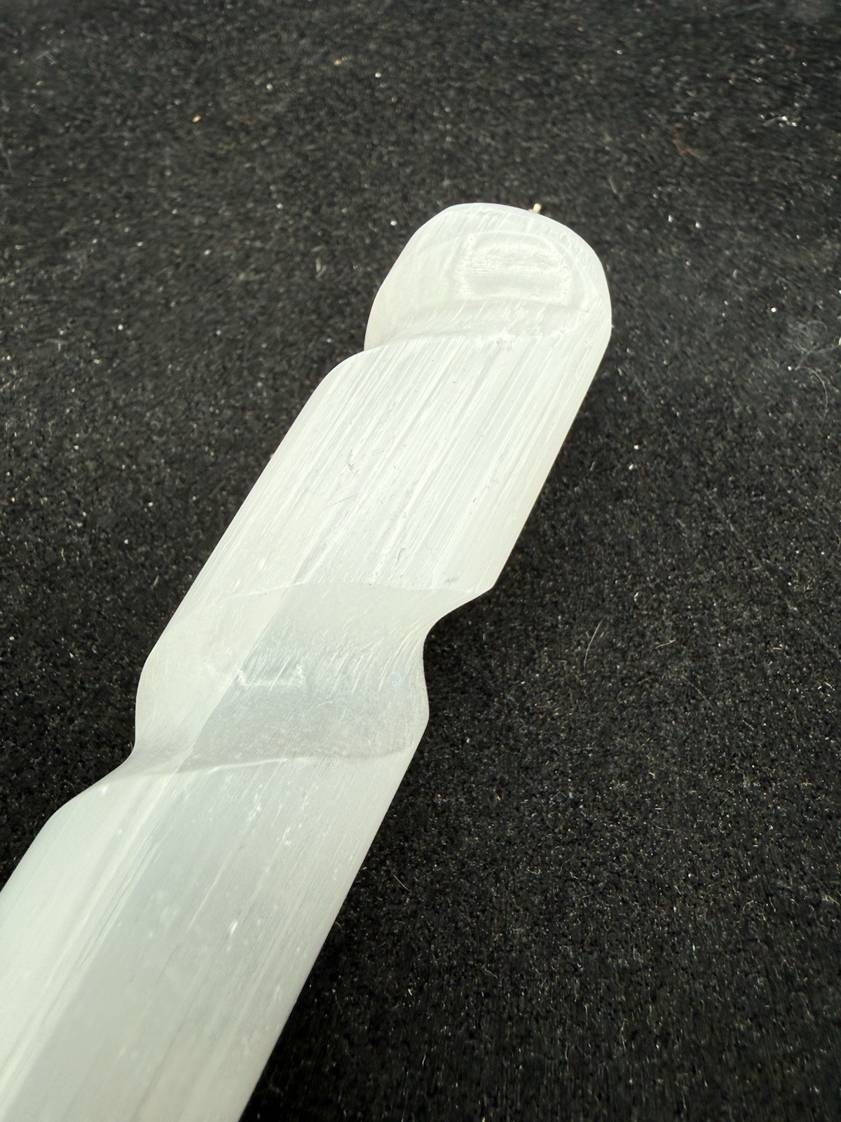Selenite Crystal Massage Wand ” Spiral Polished Smooth Round & Point Tip 6″
