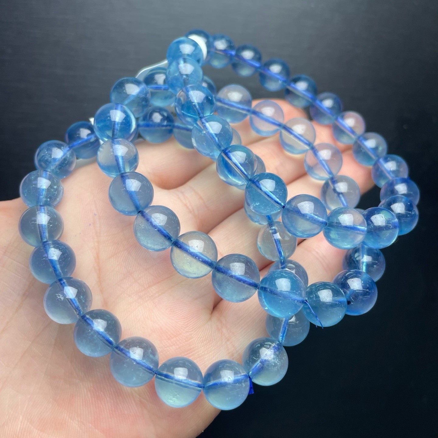 10mm Natural aquamarine Bead Bracelet Reiki Crystal Quartz Healing Decorate 1pc