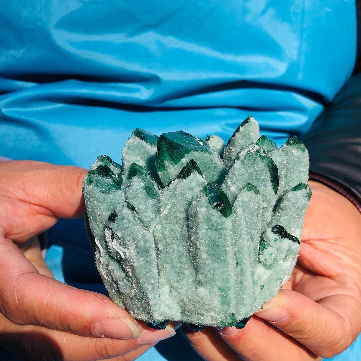 3 piece Lab-Grown Green Crystal Clusters Healing Energy Home Decor 2.53LB