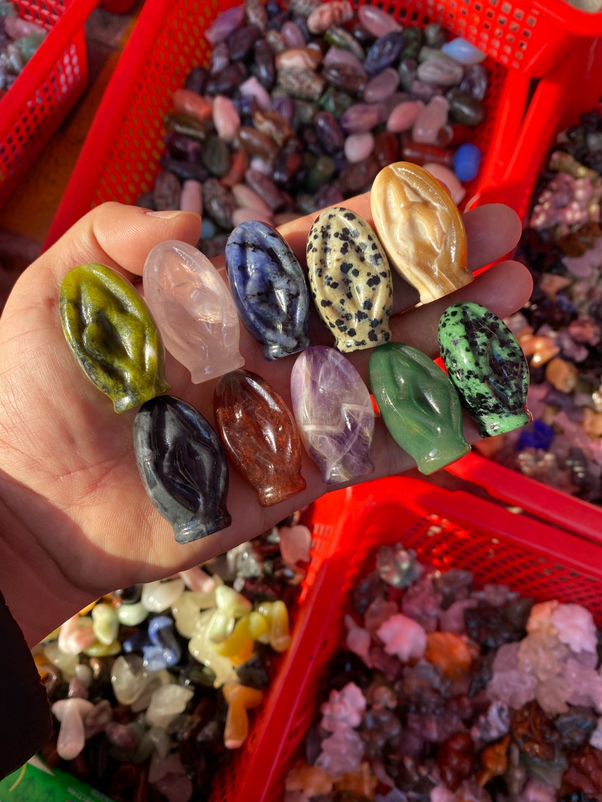 5pcs Natural Mixed quartz Carved Crystal small Source Of Life skull reiki Heal