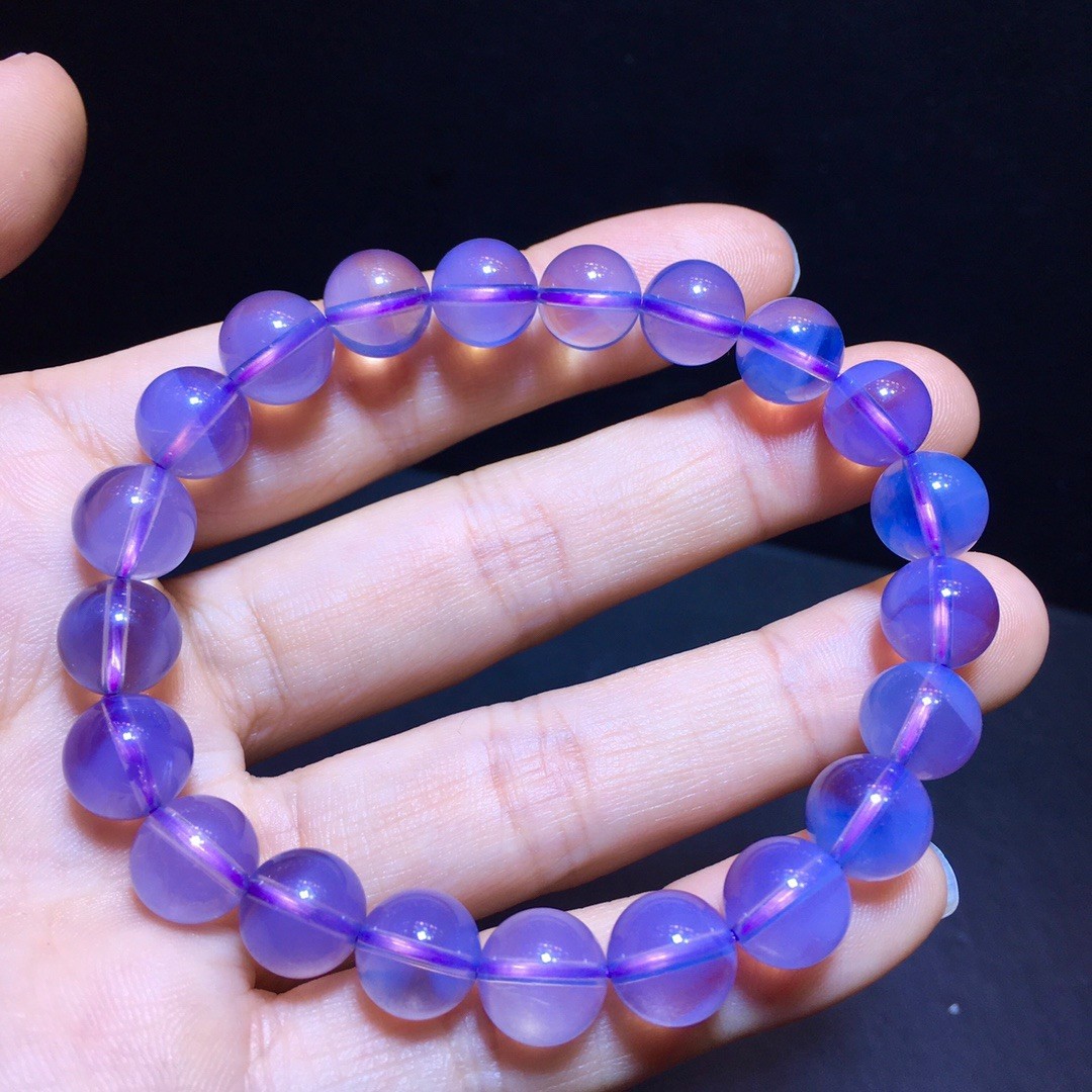 Natural amethyst, lilac and purple cream through-body bracelet