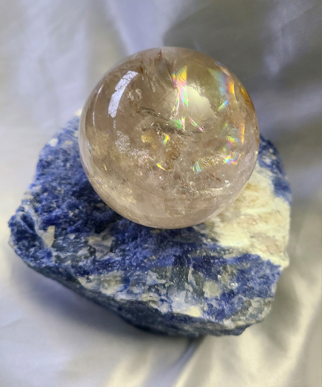 Large Raw 2lb UV Reactive Sodalite Stone Candle or Sphere Holder Tea Light Stand