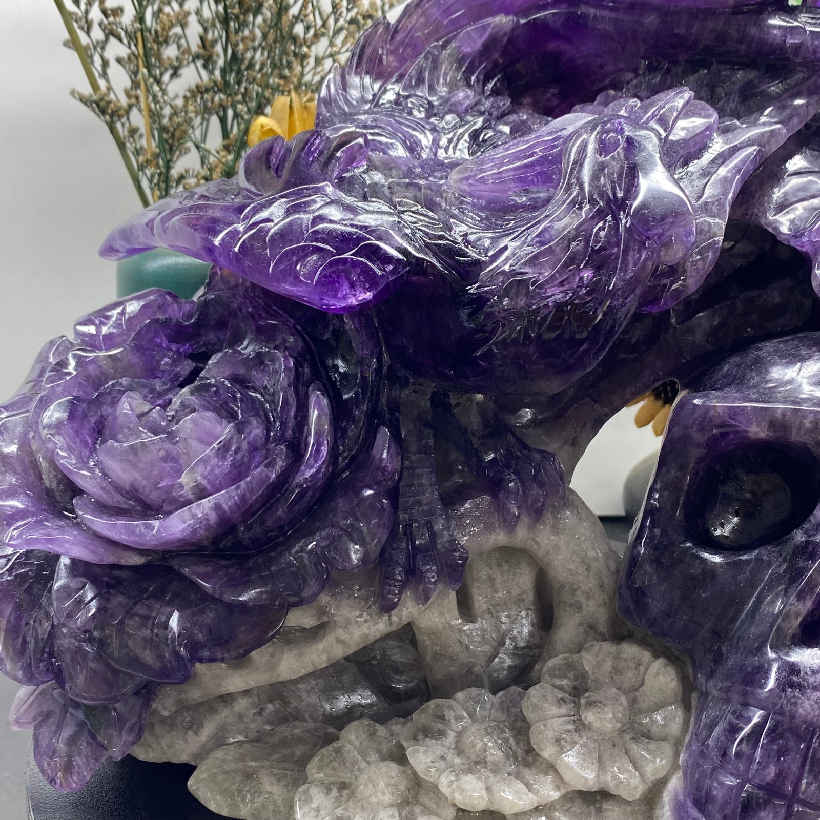 18.43LB Natural fluorite skull quartz hand carved crystal skull healing