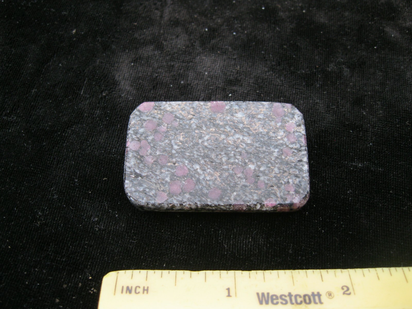 RUBY in Black SPINEL slab, crystal, mineral, 1 1/2″