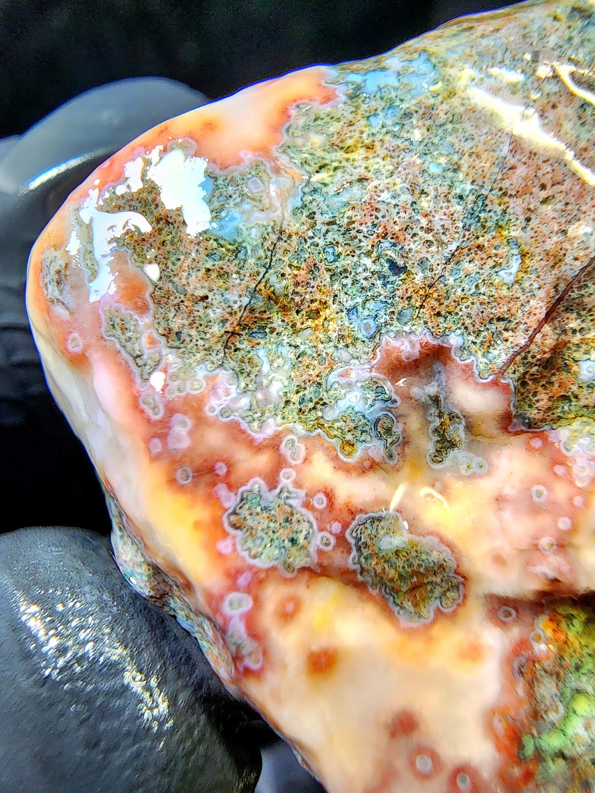 Rare Lake Superior Orbicular Moss Agate – Pink Blue & Green Chalcedony – 2.0 oz
