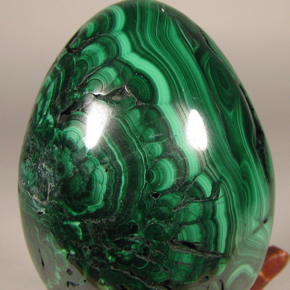 2.3″ MALACHITE Egg Polished Gemstone Sphere w/ Stand – Congo, Africa