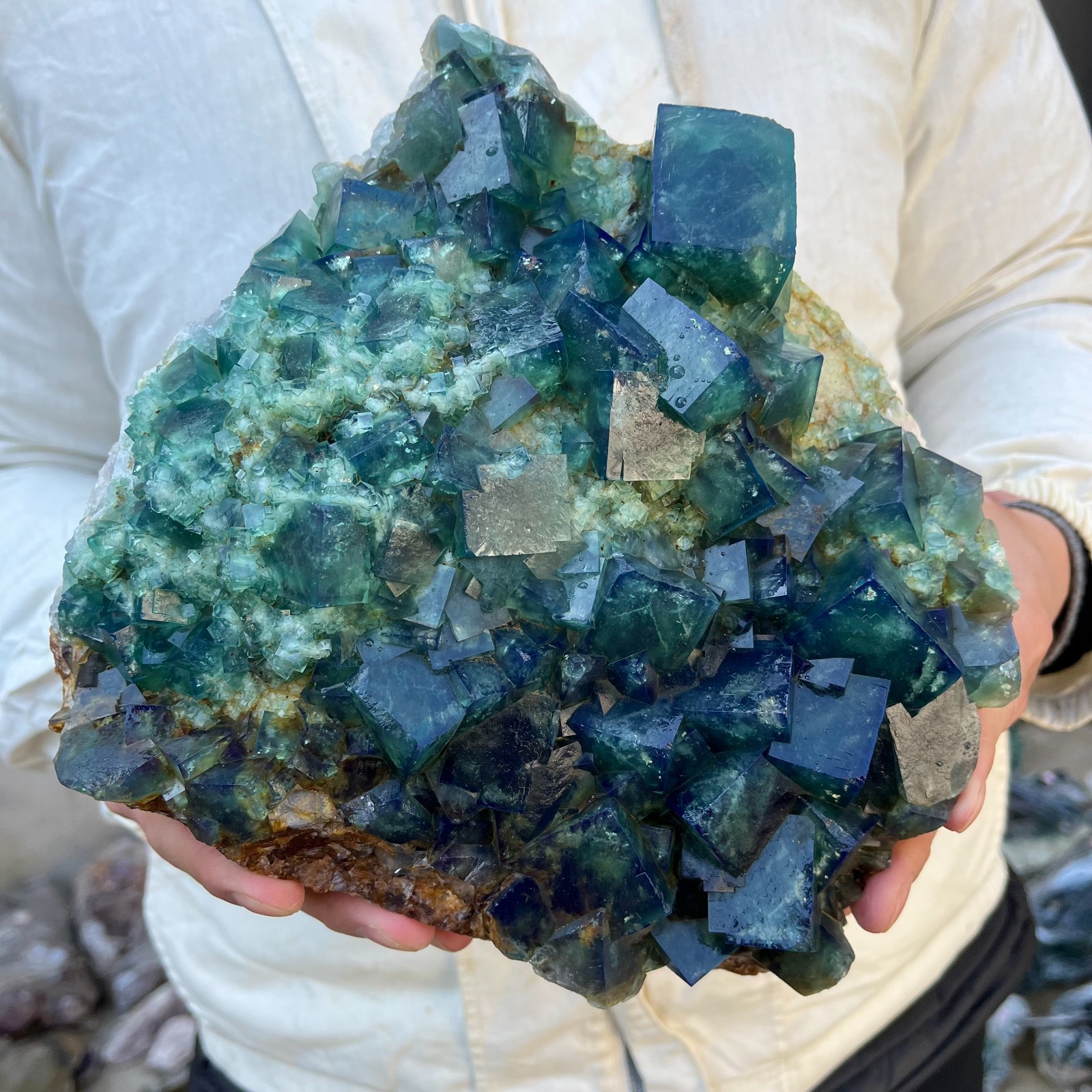 17.8lb Natural cubic green fluorite crystal clusters rough specimen Madagascar