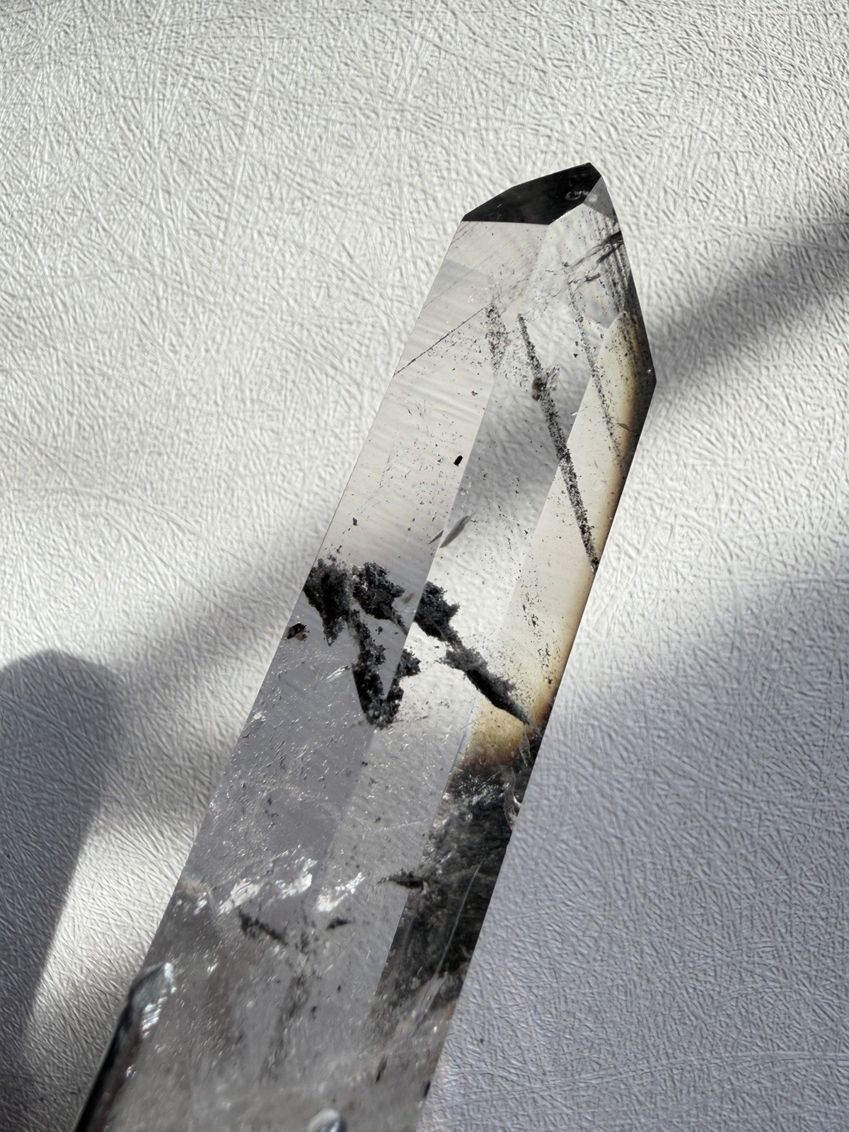 Brazil Lemurian Quartz with Black Scenic Inclusions | Semi-Polished High Clarity