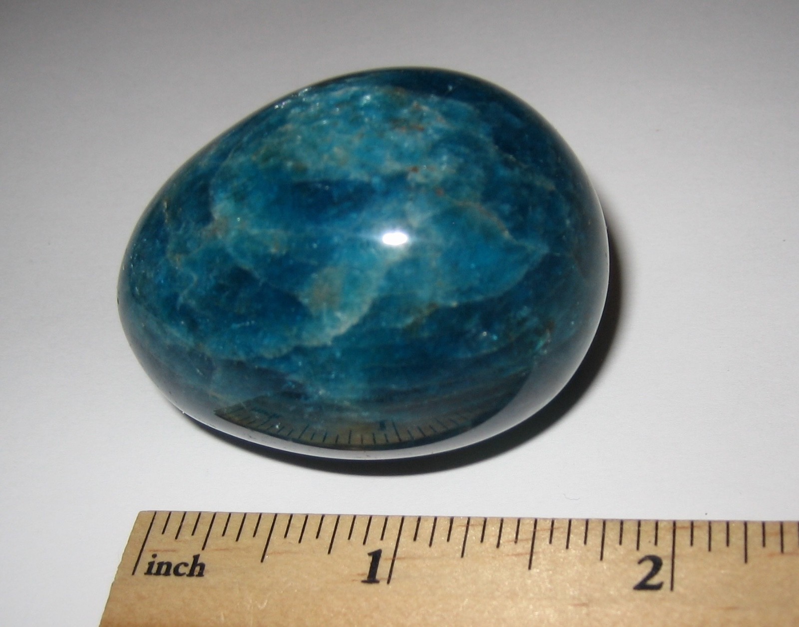 2″ BEAUTIFUL POLISHED NATURAL RICH BLUE APATITE CRYSTAL STONE EGG 112.4grams *1