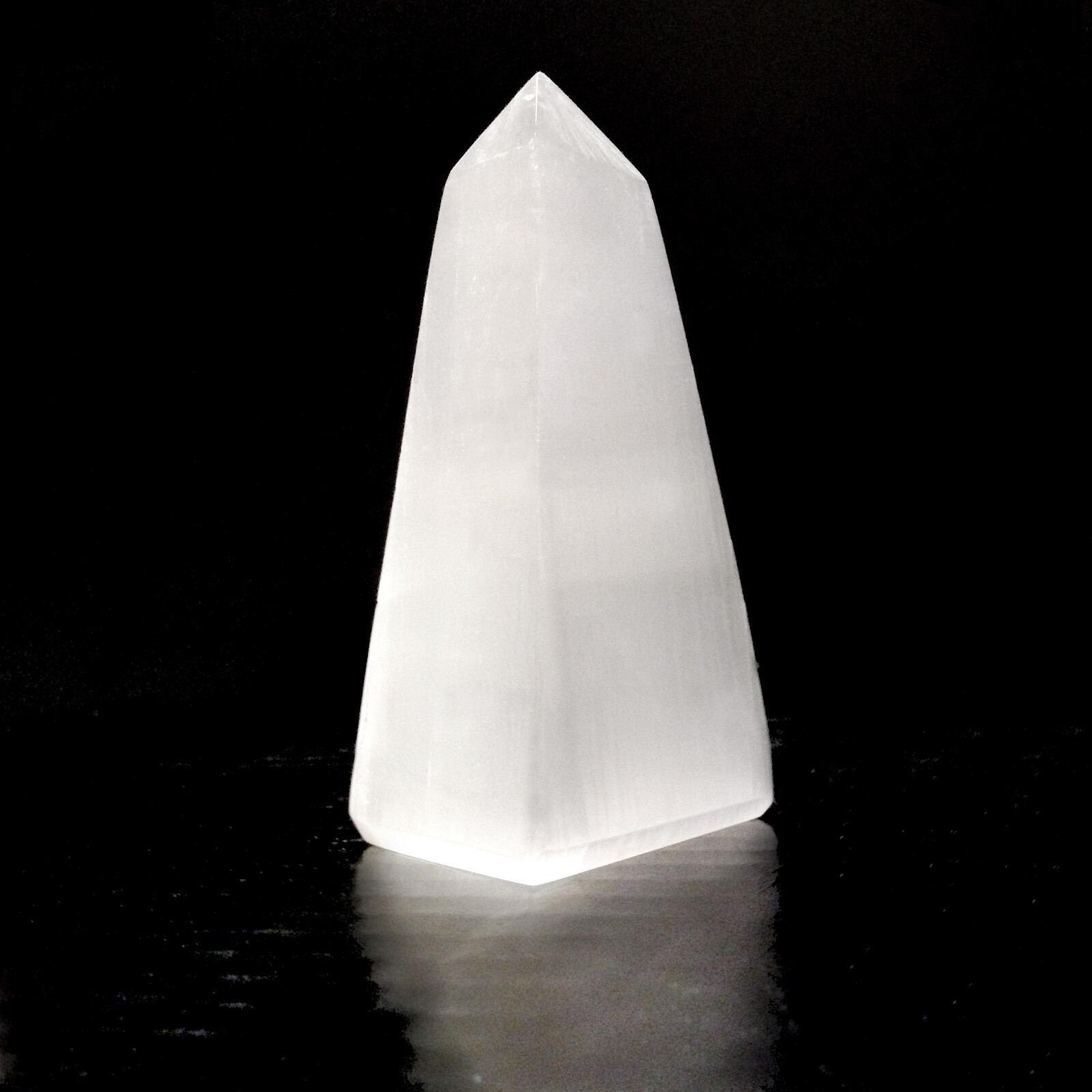 Selenite Tower Polished ” Crystal Obelisk Natural Carved Pyramid Energy Healing