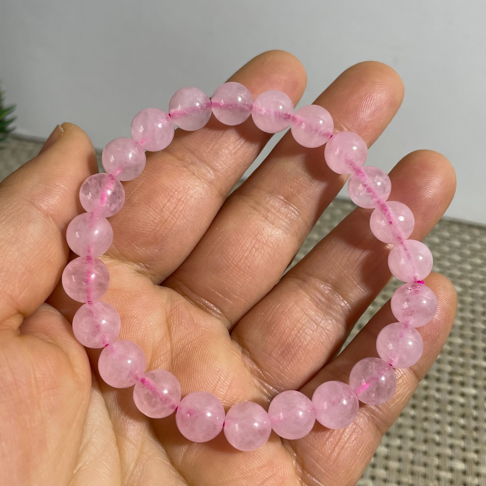 8mm Rose Quartz Stone Bracelet 8mm Pink Crystal Stretch Bracelet Handmade 5pcs
