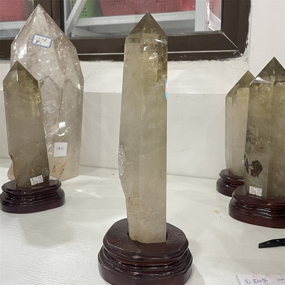 3.2LB 11.8″ Natural Smoky Quartz Obelisk Tower Crystal Quartz Energy+stand