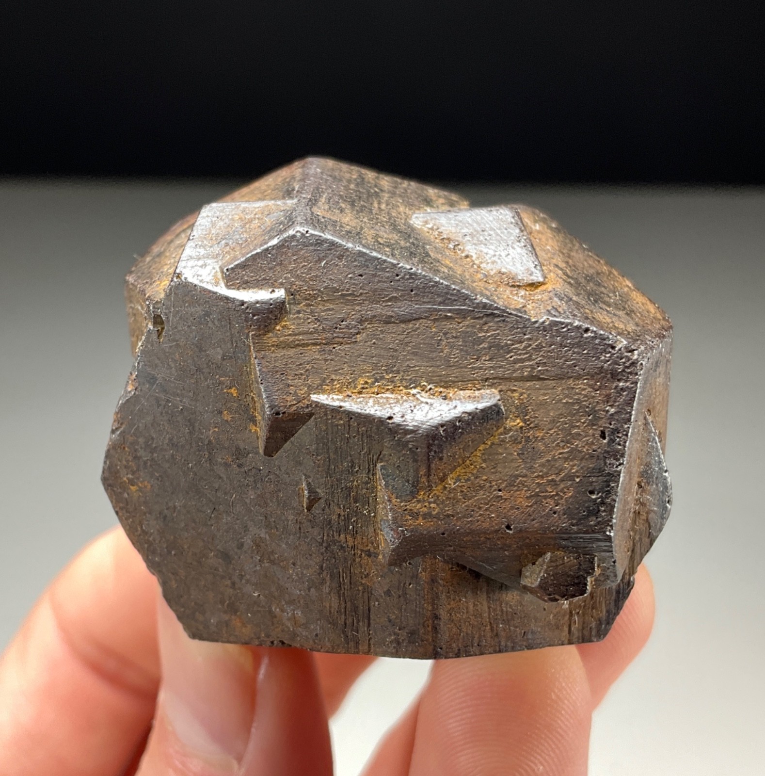STUNNING GOETHITE OVER “IRON CROSS” TWINNED PYRITE FROM GACHALA, COLOMBIA