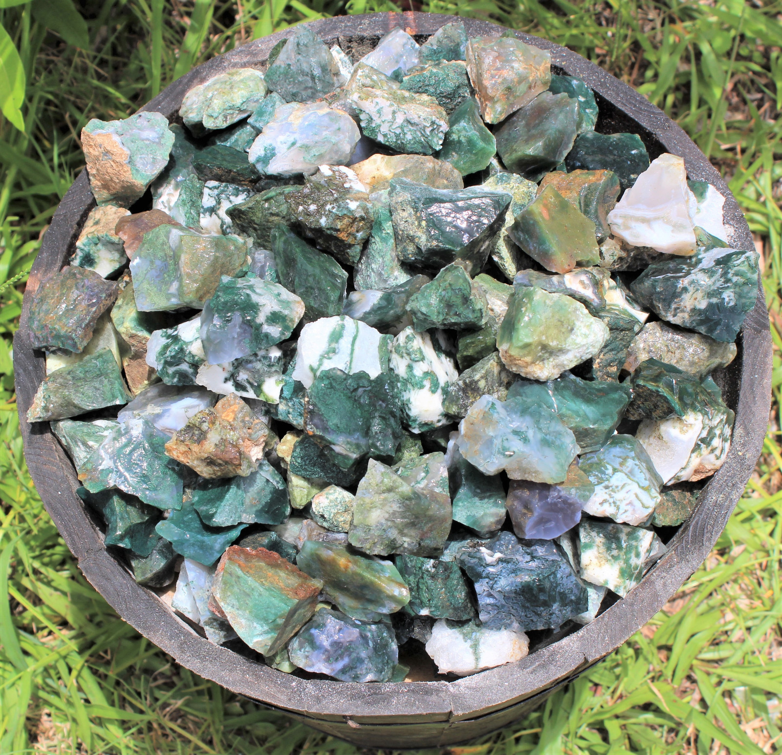 5 lb HUGE Bulk Lot Natural Rough Moss Agate (Raw Rock Stone Crystal Healing)