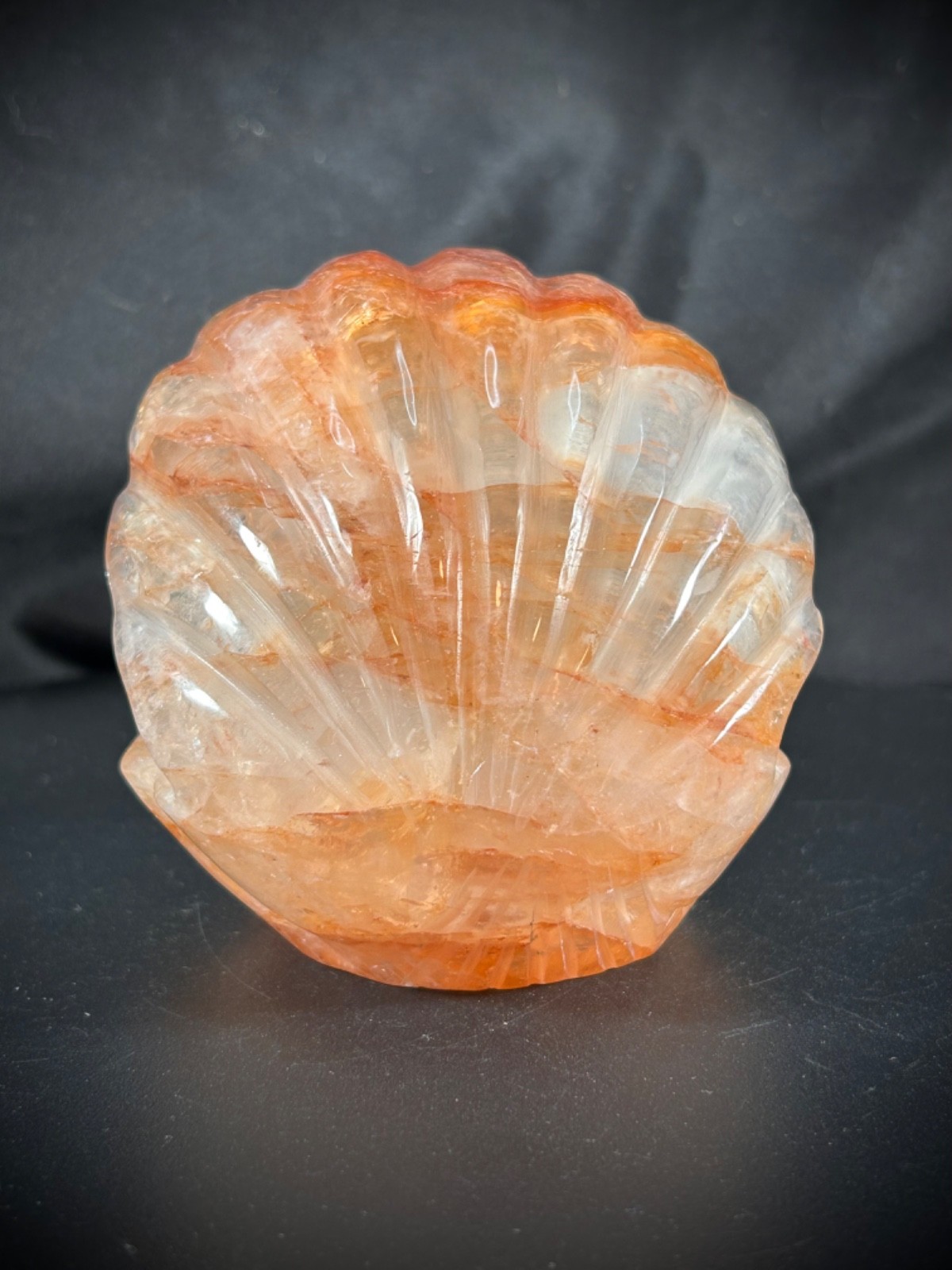 3.6″ Elegant Hematoid (Fire) Quartz Shell Bowl 13.1oz (372 grams)