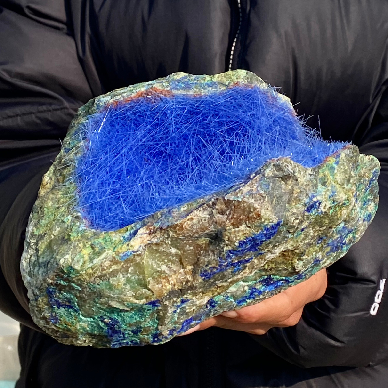 5.38LB Natural Blue Needle Iron Ore Mineral , Original Ore Quartz Crystal