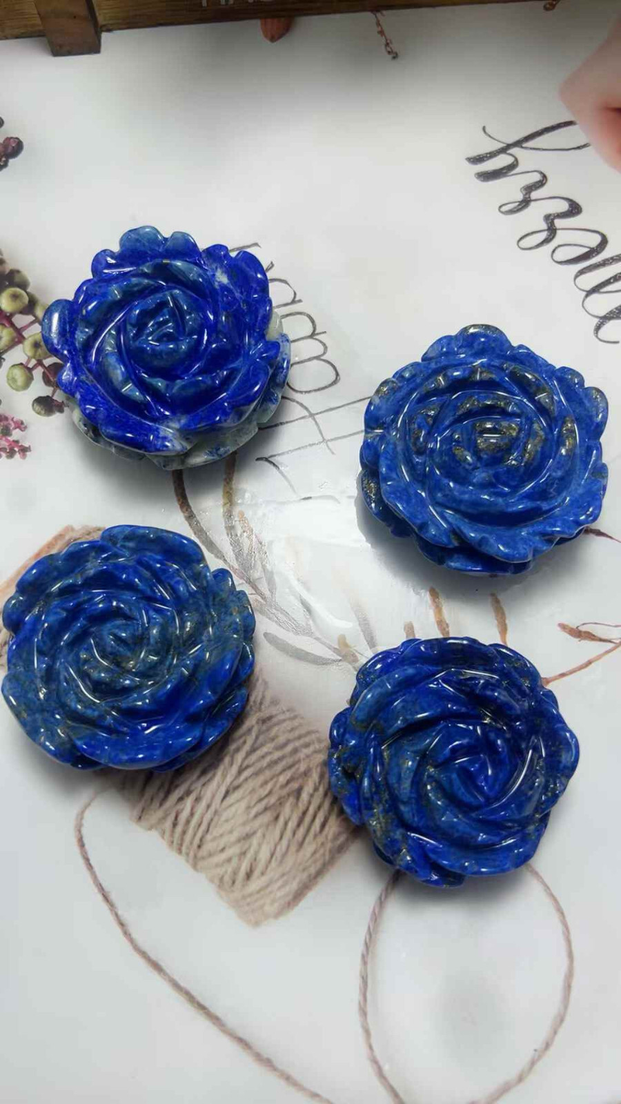 1pc Natural Lapis Lazuli Quartz Carved Flower Skull Crystal Reiki Healing Decor