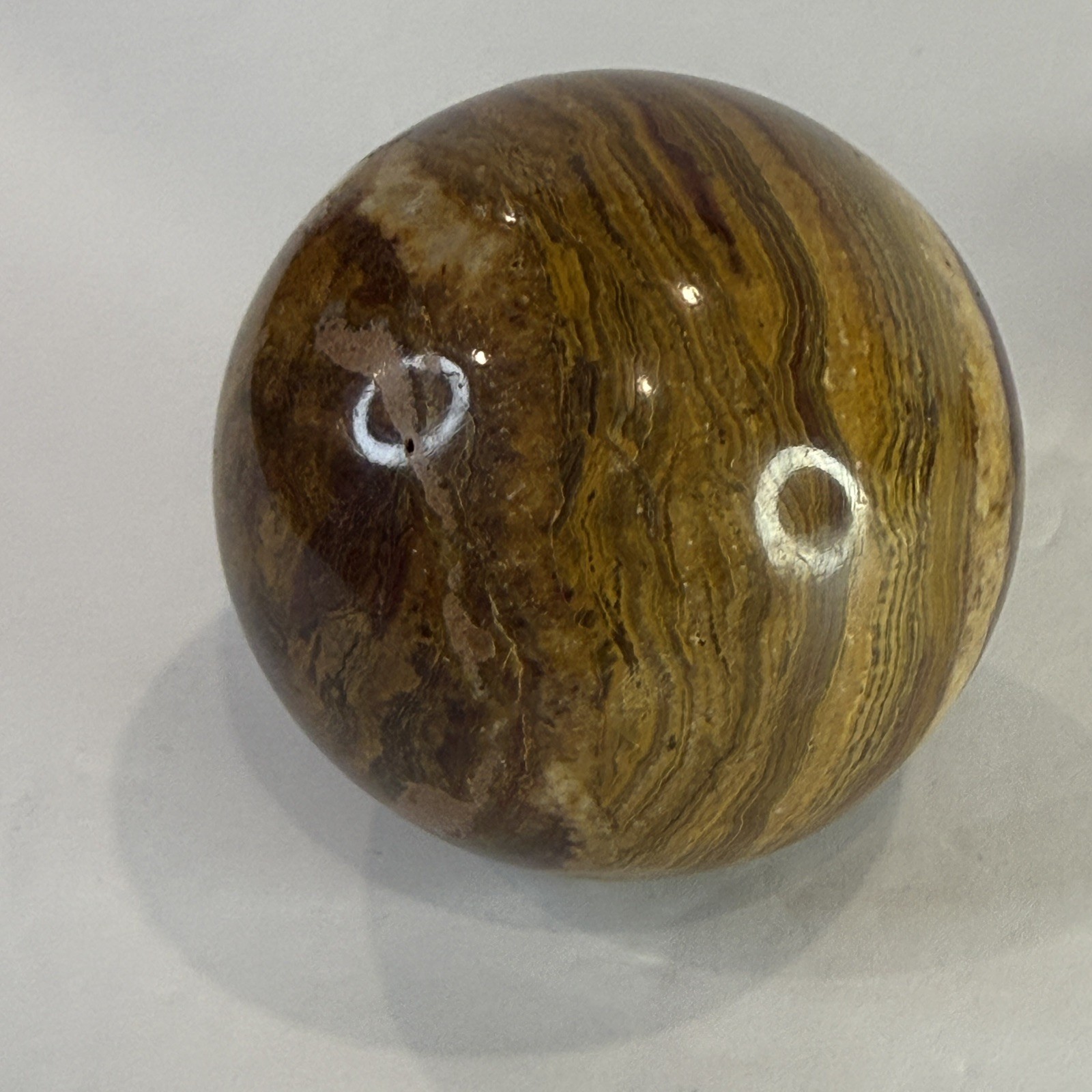 Collector-Grade Banded 🤎 Brown Onyx Sphere on Pedestal • 631g Natural Stone