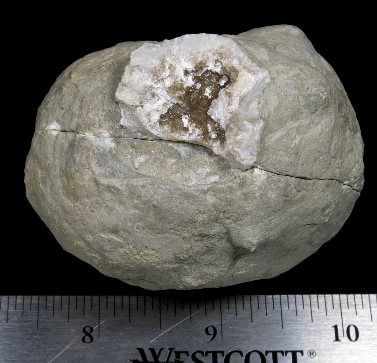 Unusual – Pristine calcite crystals atop etched ones 2-1/2″ Keokuk geode !!!