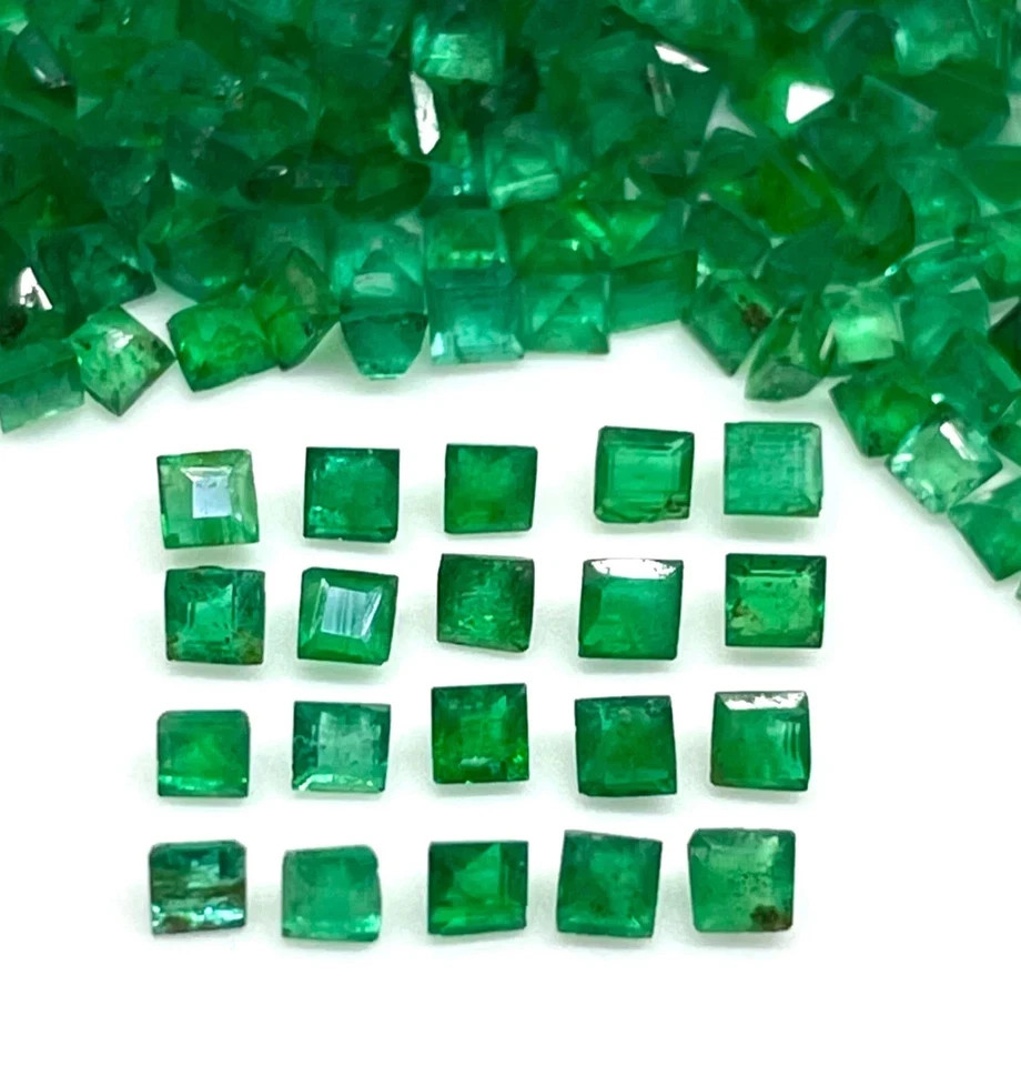 Untreated Certified Flawless 6 mm Natural Emerald Colombia Loose Gemstone 40 PCs