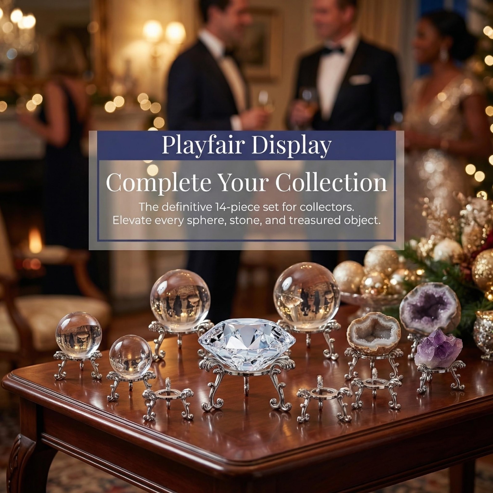 14 Pack Metal Crystal Ball Stand – 2″ Silver Sphere Holders for 40-80mm Display
