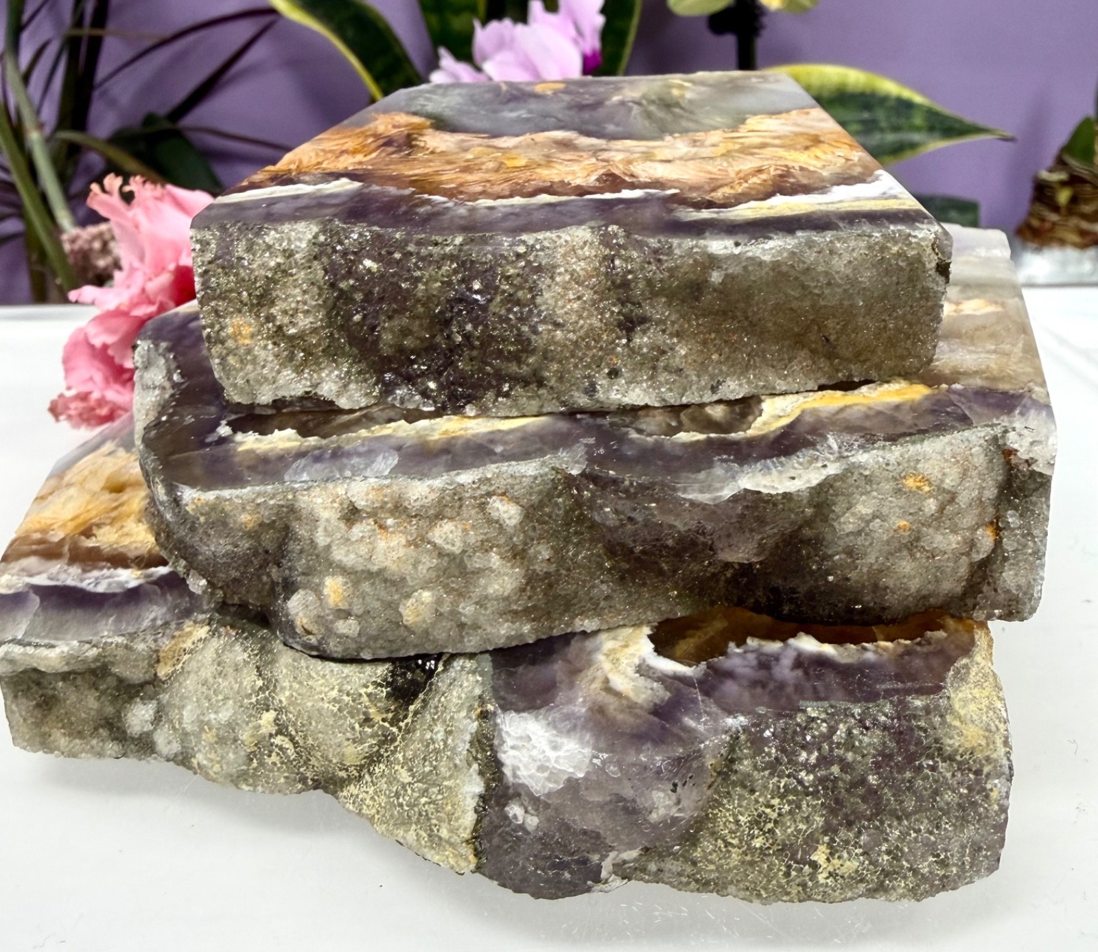 Wholesale Lot 3-4 PCs Feather Fluorite Pyrite Slab Tower Natural Crystal Energy