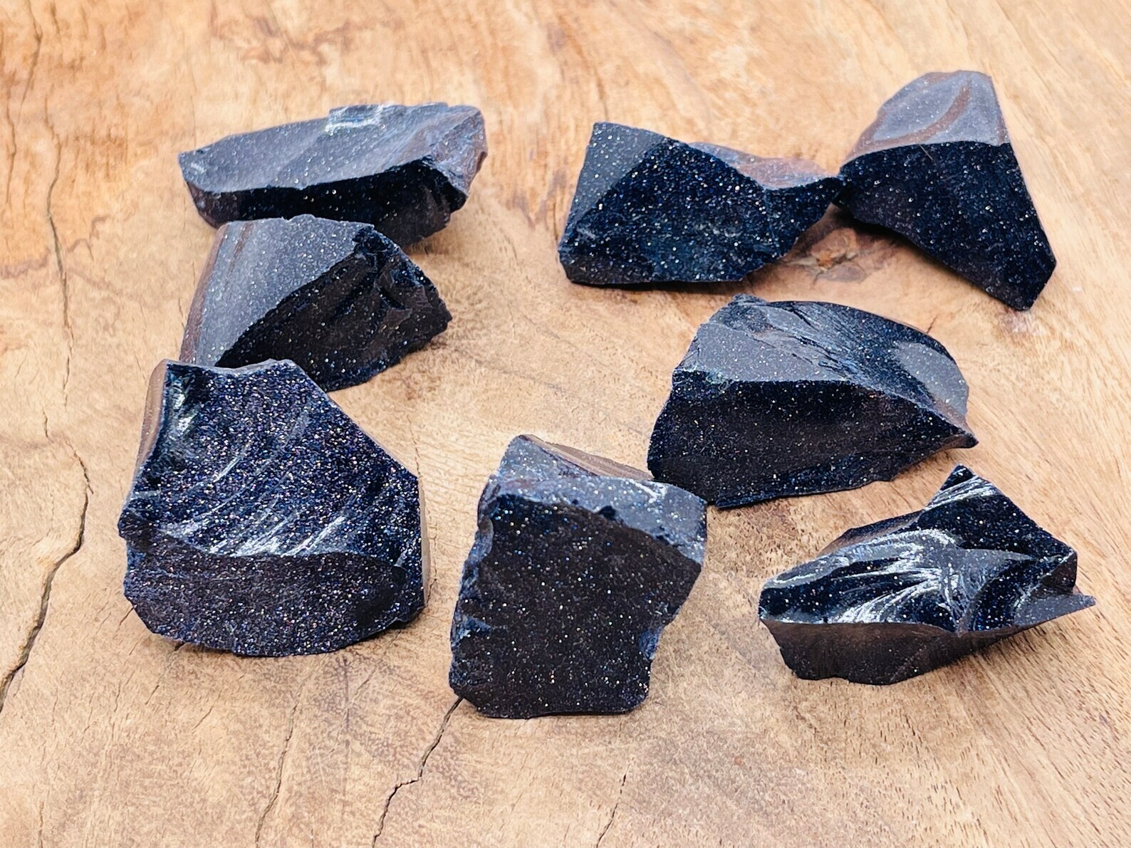 3PCS Raw Blue Goldstone Rough Crystal Chunks Mineral Rocks Specimens Gifts DIY