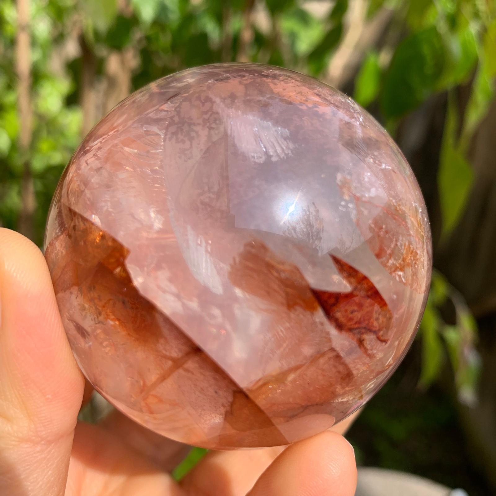 344G Natural Red Gum Flower Ball Crystal Sphere Specimen Energy Healing Reiki