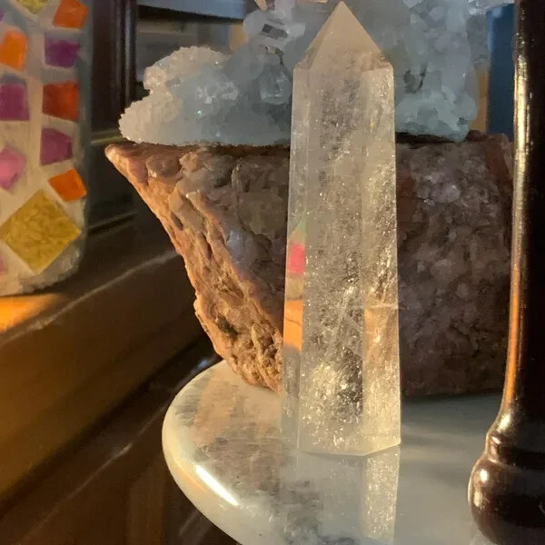 Natural Clear Quartz Crystal Tower Reiki Obelisk Wand Healing Home Decor Gifts