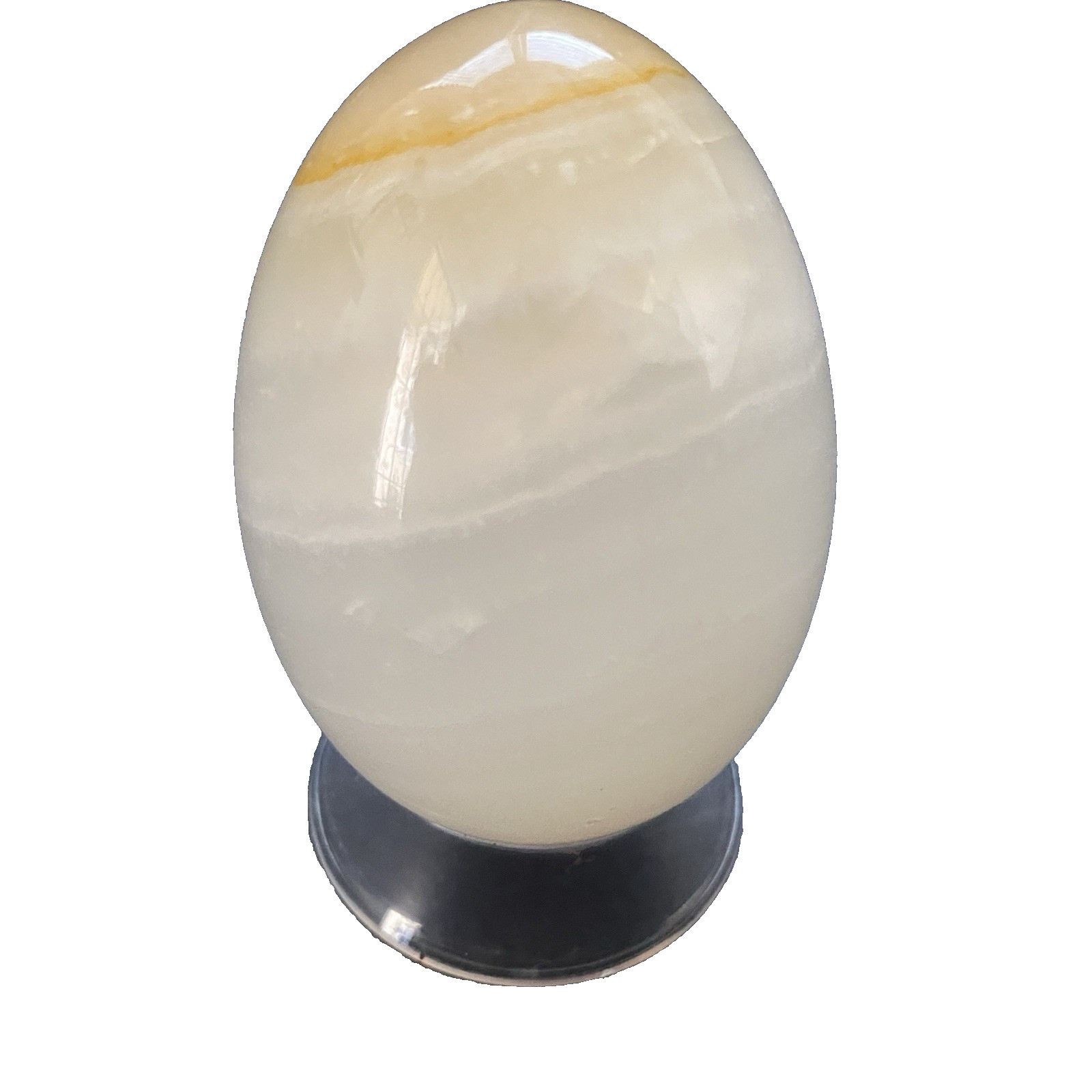 Natural Onyx Stone Egg With Stand Hand Polished Banded Agate Calcite Crystal