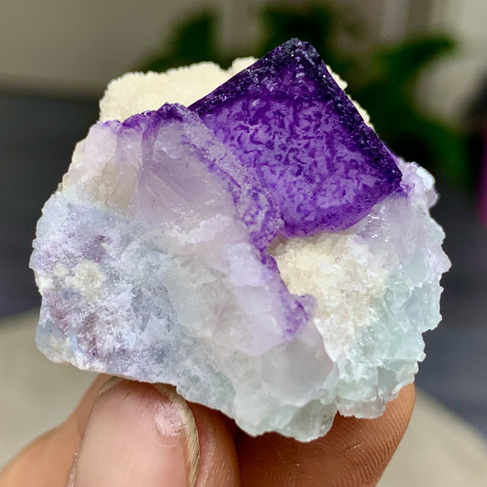 38G Natural Purple “QR Code”Fluorite Cluster Crystal Mineral Specimen/Guizhou