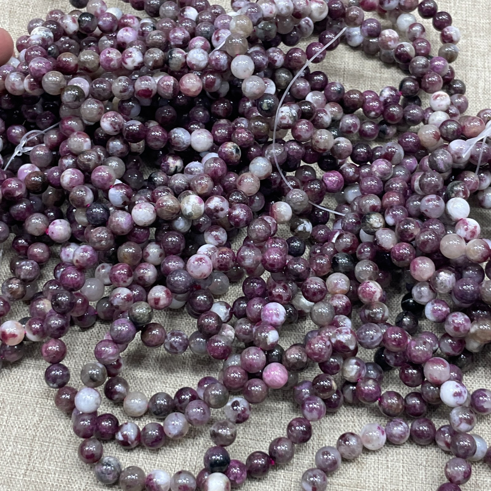 A Wholesale 1 Pcs plum blossom tourmaline stone ball beads 6mm Stretch Bracelet
