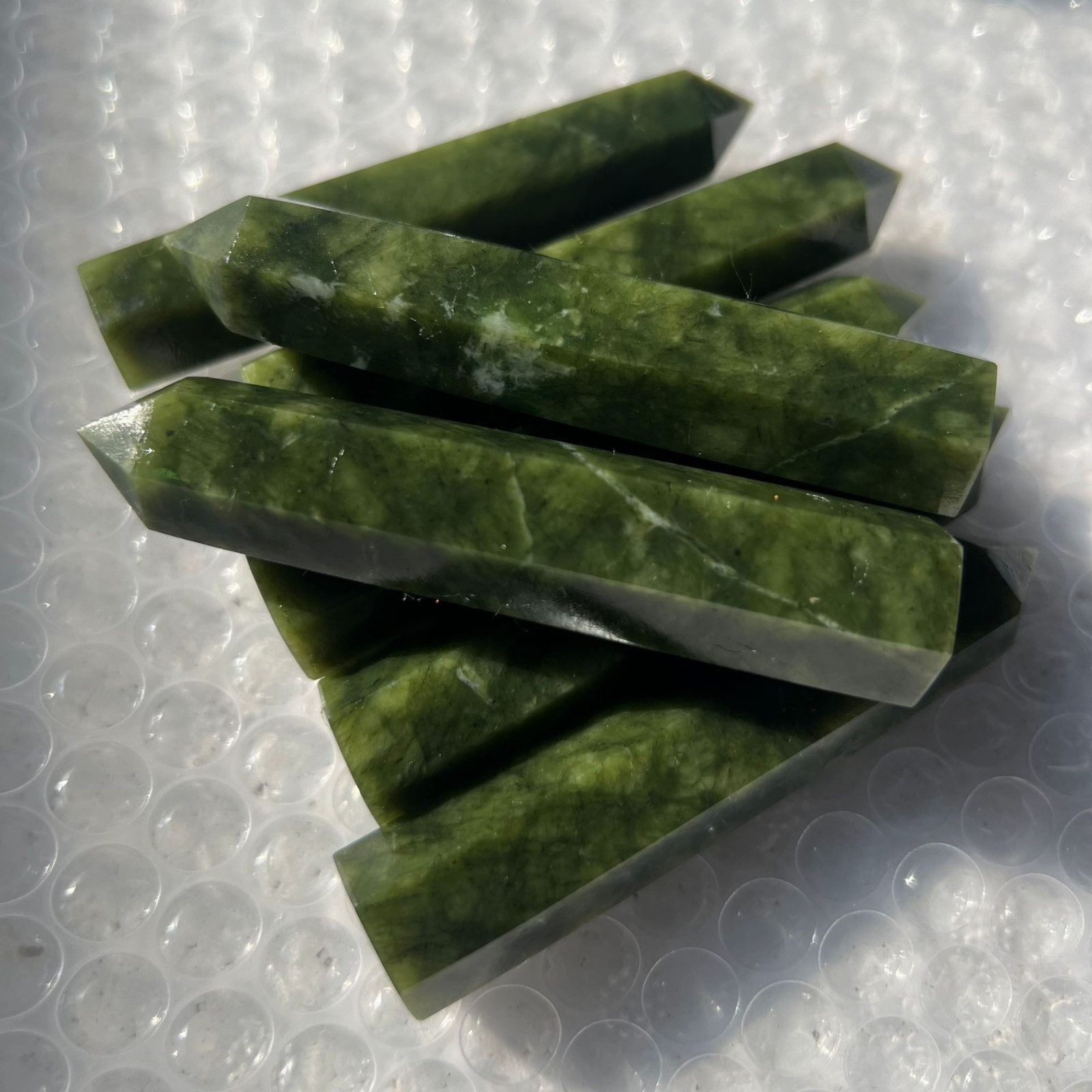 3.15″-3.54″ Natural Nephrite Jade Crystal Tower – Healing Crystal Obelisk Gifts