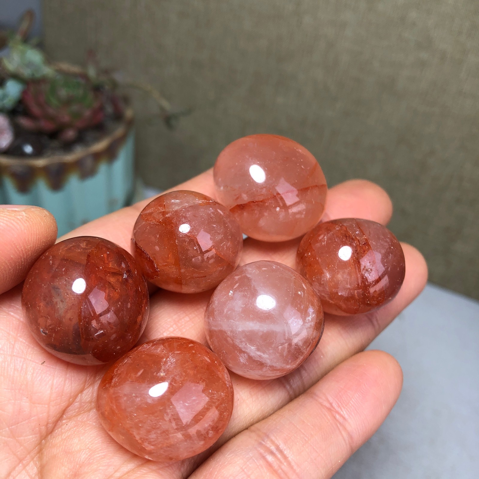 6pcs Natural Red gum flower semi-precious Crystal specimens 85g A35766