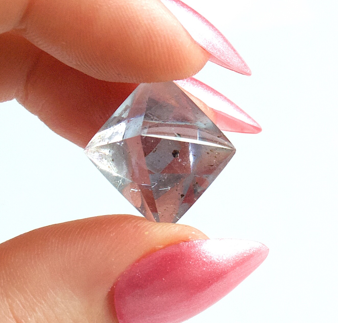 Polished Fluorite Octahedron Gem Blue With Oil Inclusions Illinois 2.0 Cms