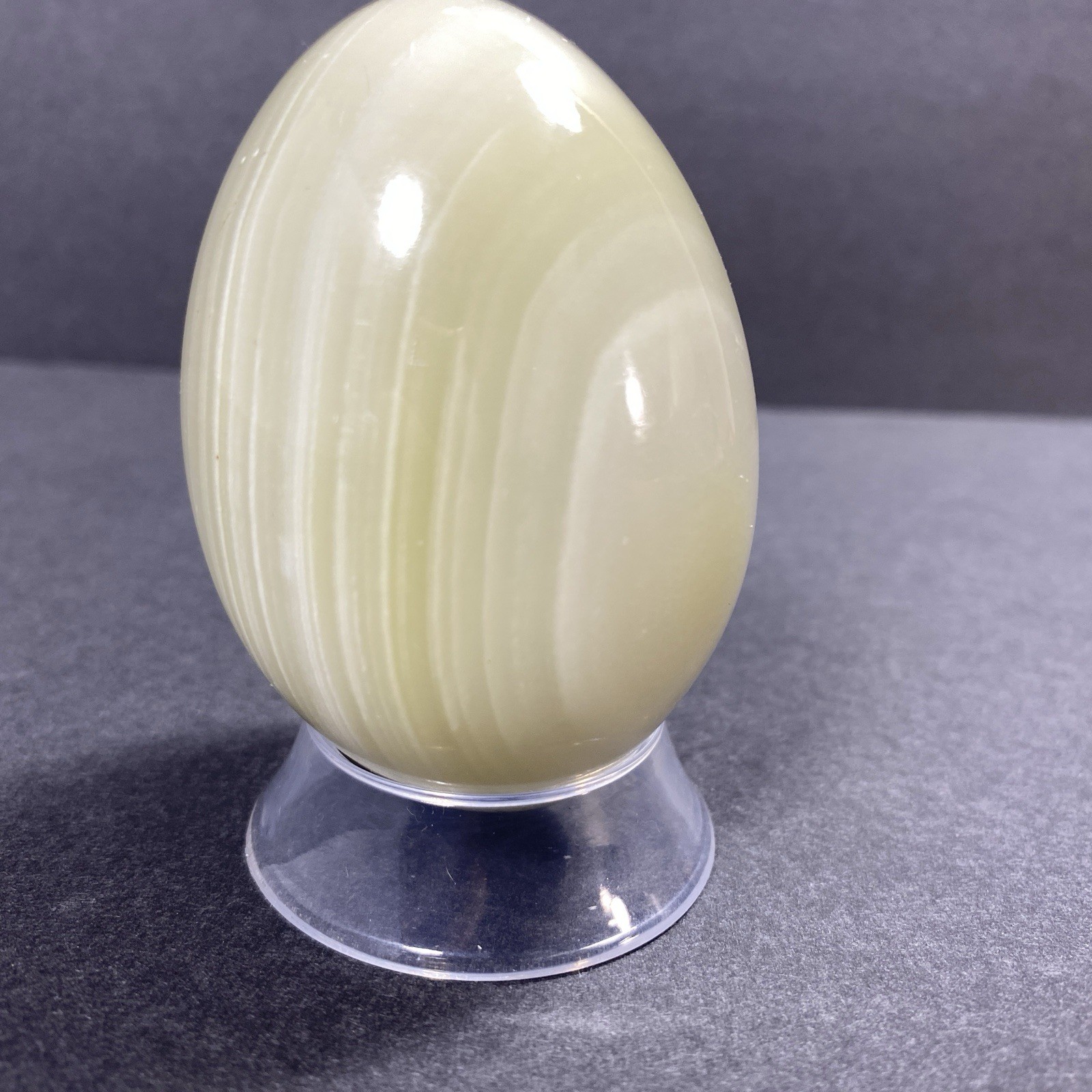 Natural Onyx Stone Egg With Stand Hand Polished Banded Agate Calcite Crystal