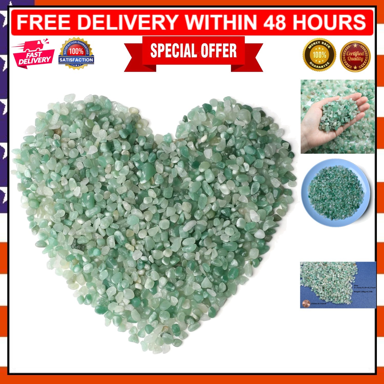 Versatile 100g Green Aventurine Crystal Chips for Vase Filler & Feng Shui Decor