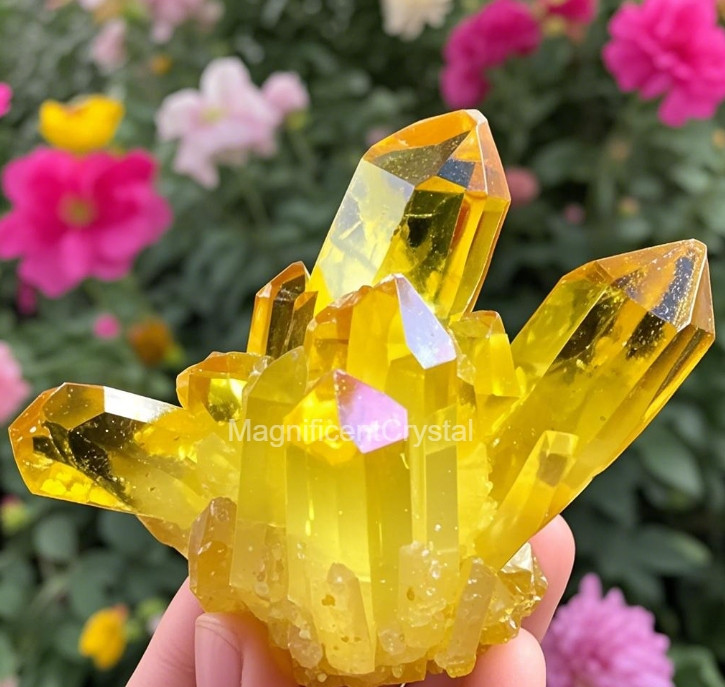 Natural Citrine Cluster Aura Crystal Cluster Mineral Specimen Decor Healing Gift