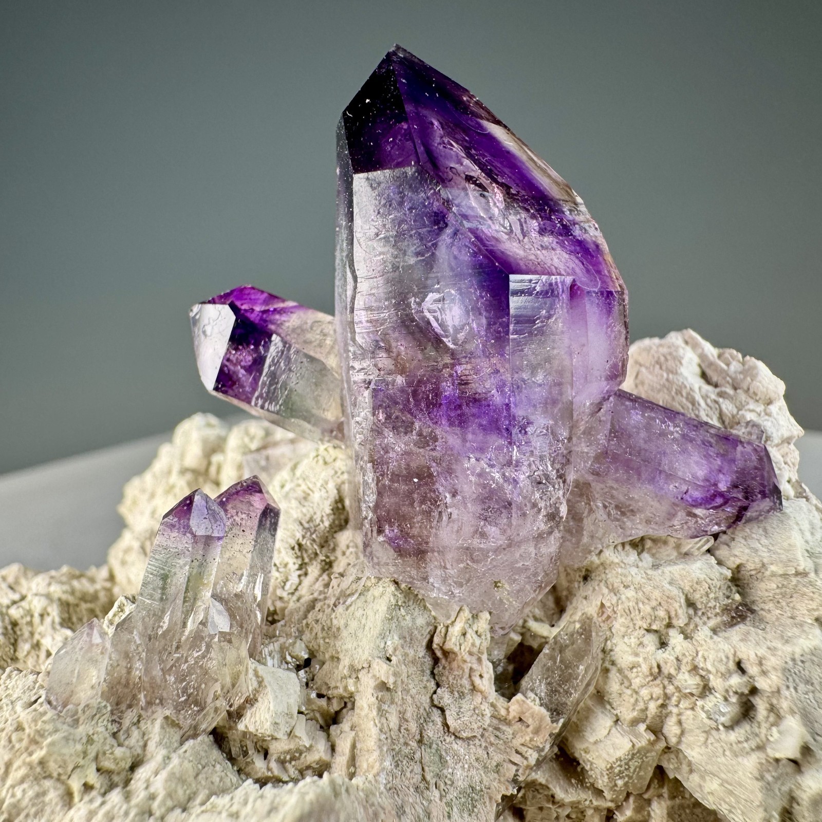 Fine Amethyst Crystals on Microcline: Brandberg Complex, Brandberg Area, Namibia