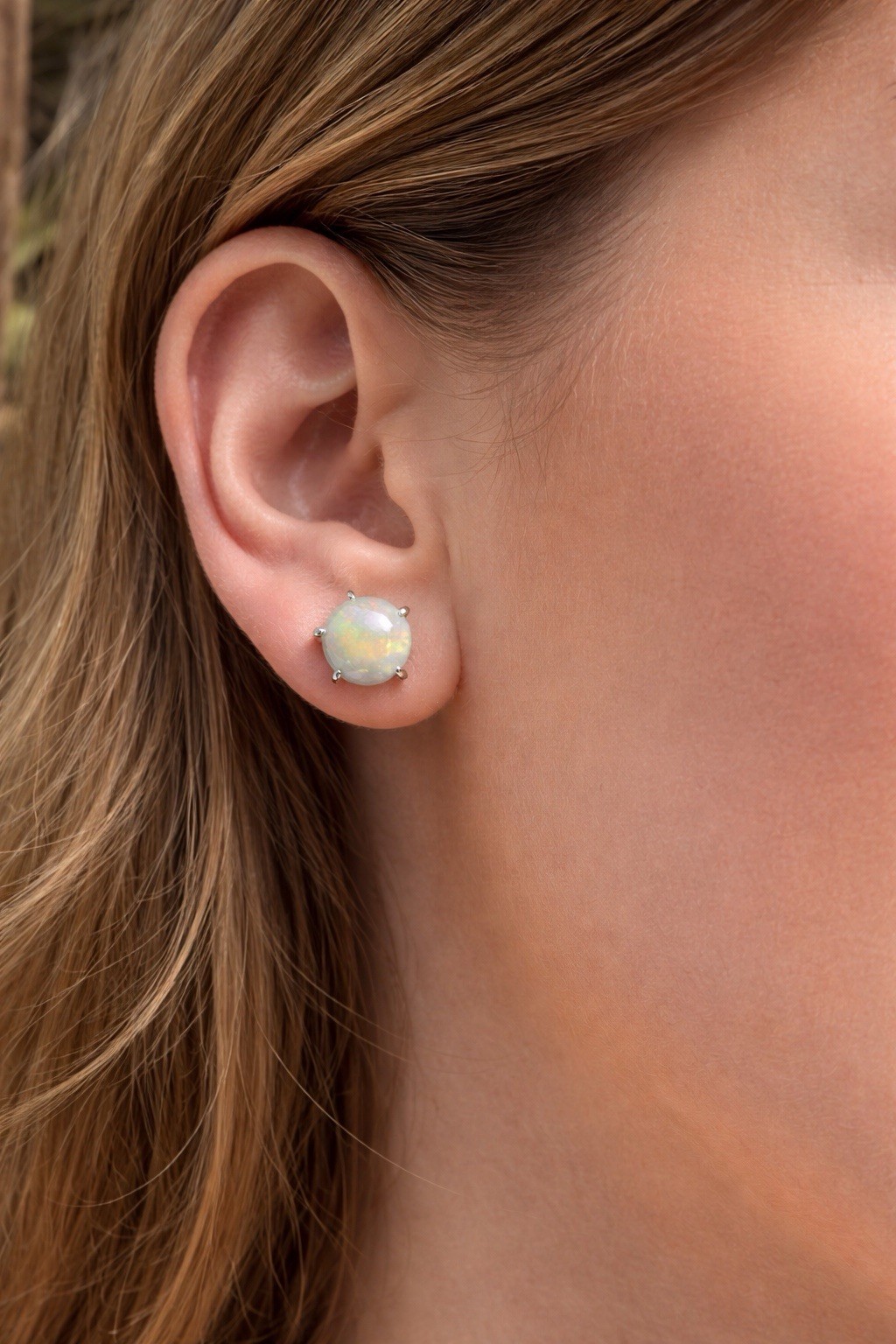 Wholesale Lot 5 Pairs Natural Opal Sterling Silver 925 Studs 6mm Round