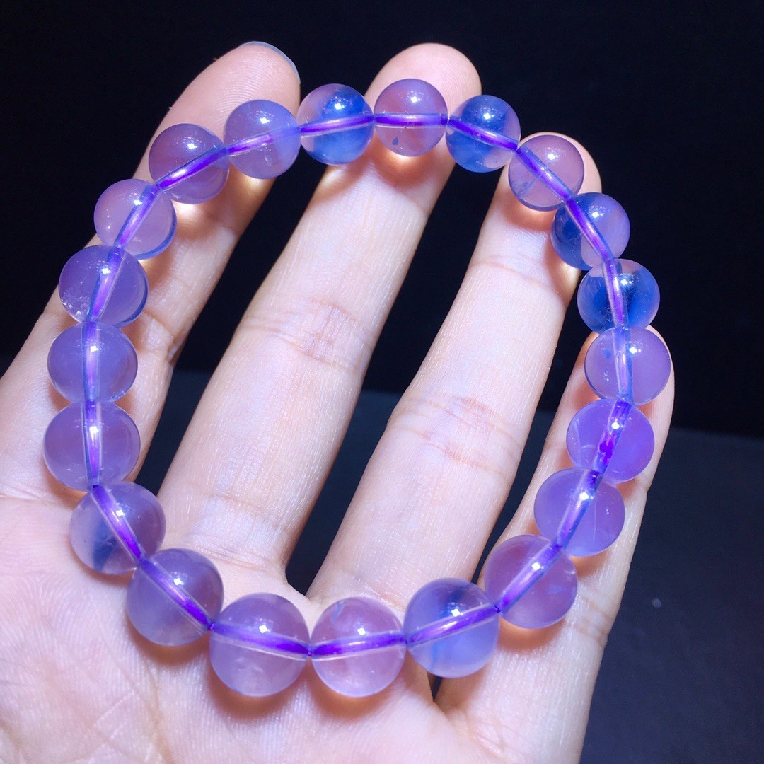 Natural amethyst, lilac and purple cream through-body bracelet