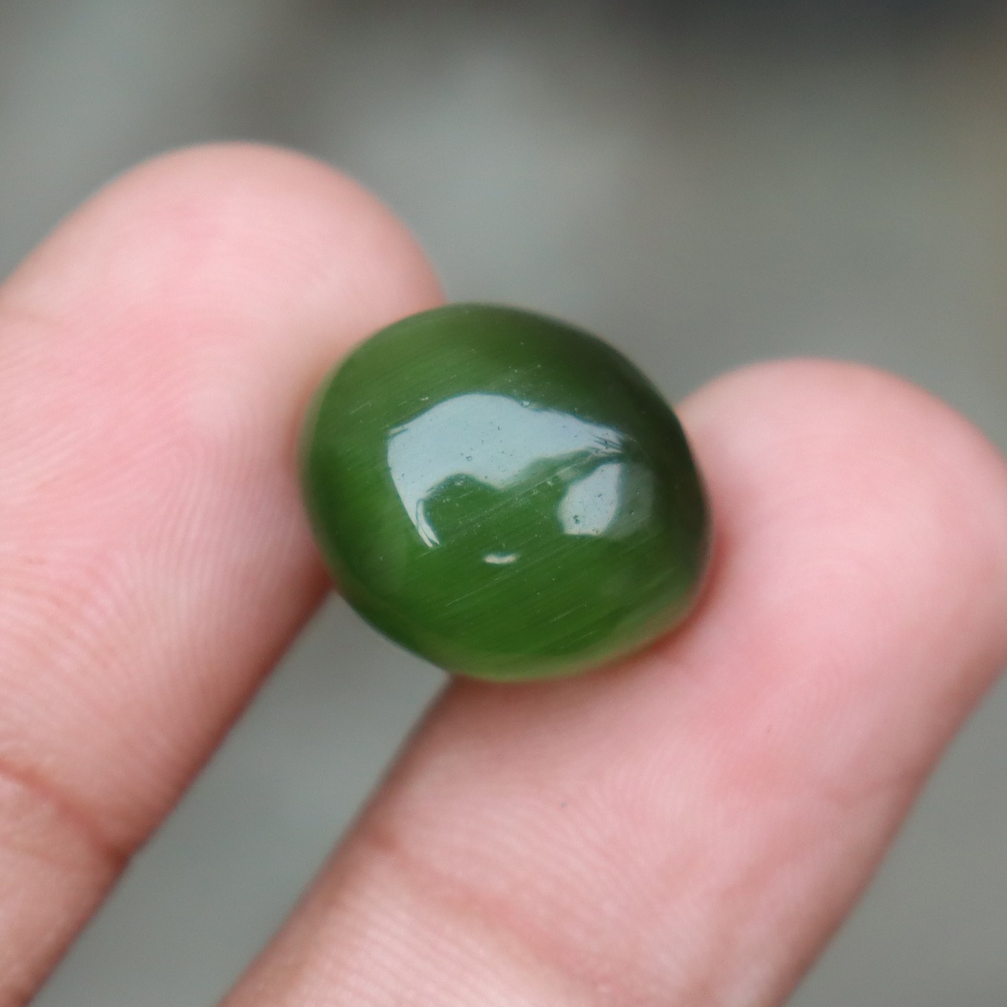 Cats Eye Cabochon Certified Chrysoberyl Oval Cut Green Loose Gemstone 16.50 Ct