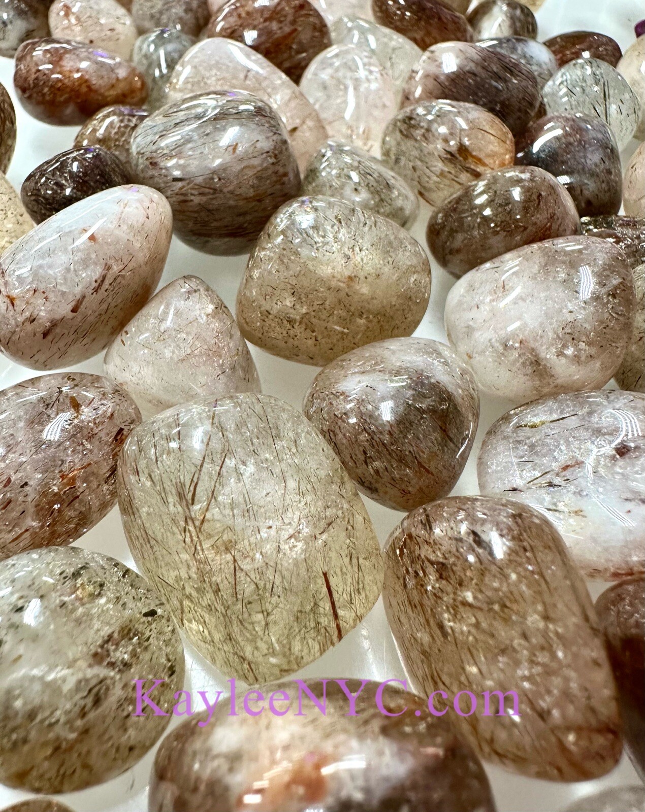 Wholesale Lot 2 Lbs Natural Rutilated Quartz Tumble Crystals Healing Energy