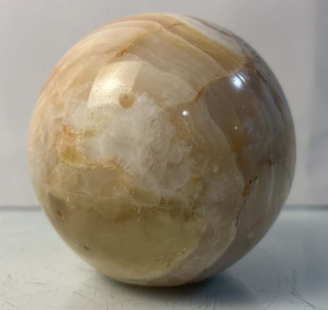 Vintage Marble Stone Sphere Ball Decorative Orb 4in Diameter Display Decor