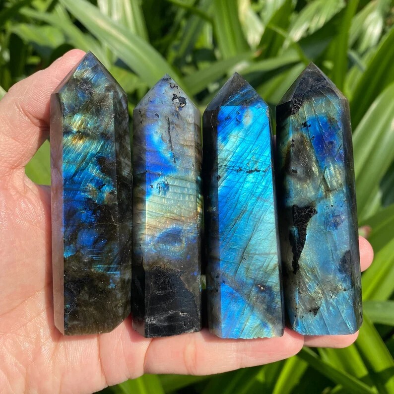 3.15″-3.54″ Natural Labradorite Crystal Tower Healing Crystal Obelisk Reiki Gift