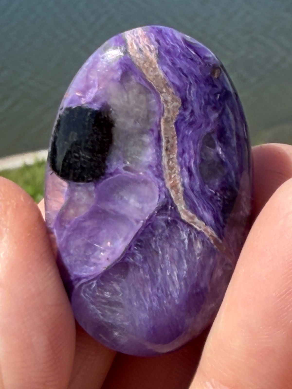 AA Charoite Polished Gemstone Small Palmstone 1 5/8″ 16 Grams Colored By Nature.