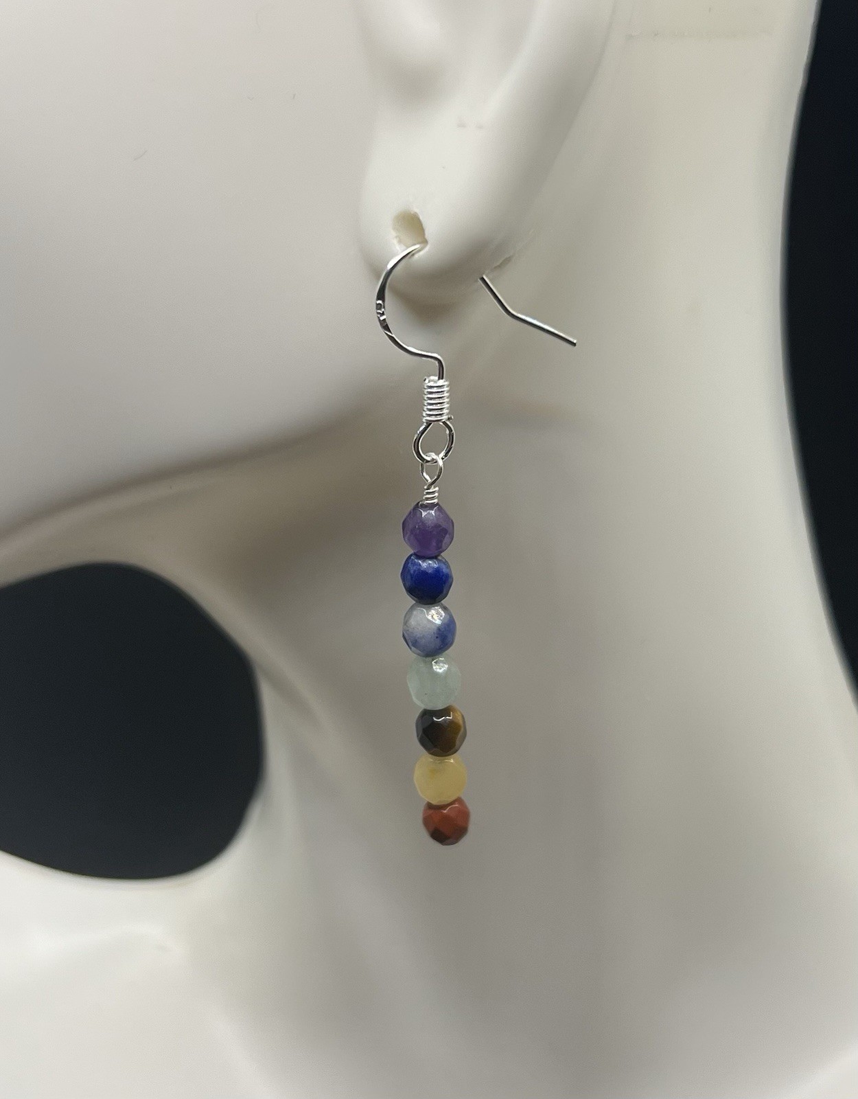 7 Chakra Stone .925 Sterling Silver Earrings