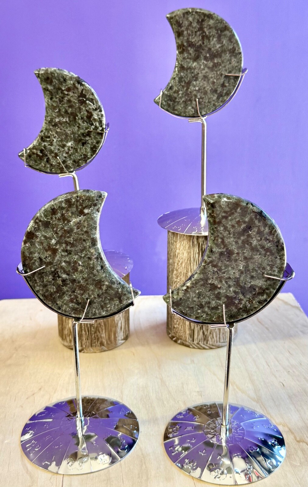 Wholesale Lot 4 Pcs Natural Yooperlite Moon W/ Zodiac stand Healing